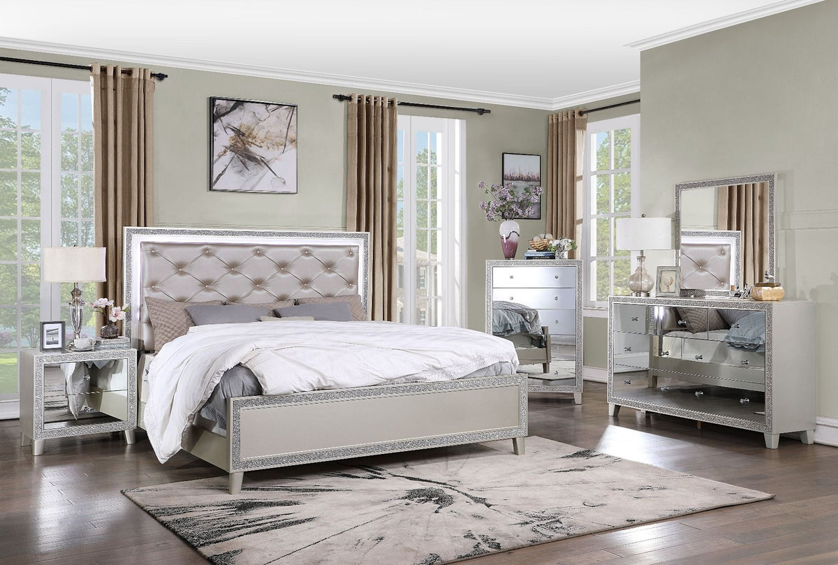 Sliverfluff Eastern King Bed with Led
