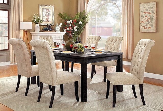 Sania 7 Pc Dining Table Set, Antique Black/Beige - view 2