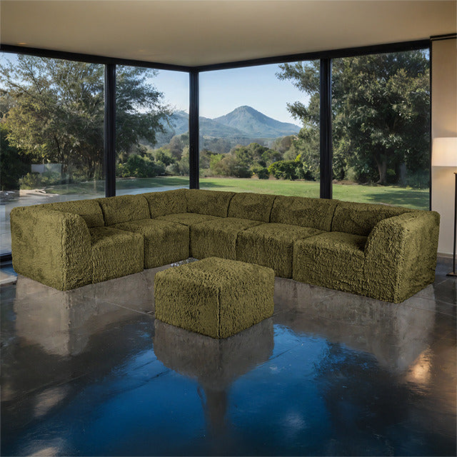 Nappi Large L-Sectional W/ Ottoman, Olive Green - view 4