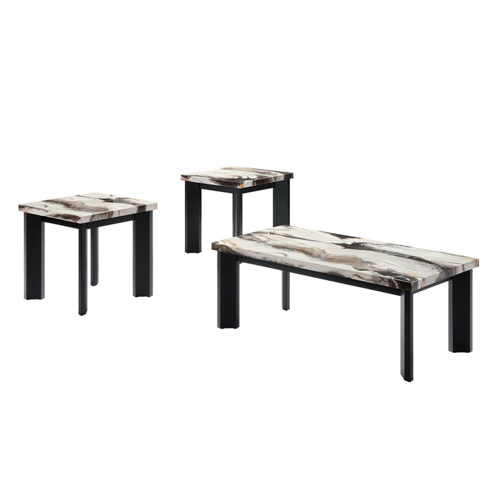 Strata Faux Marble 3 Pc Occasional Set- 1 Coffee &amp; 2 End Tabl