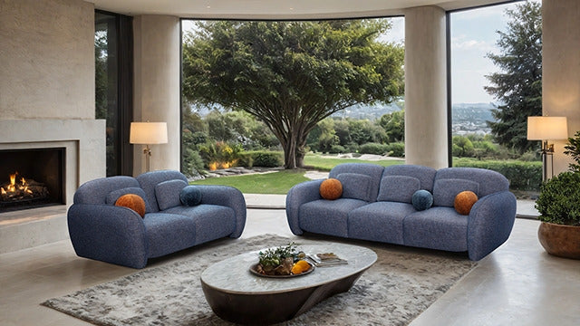 Previti Loveseat, Denim Blue - view 2