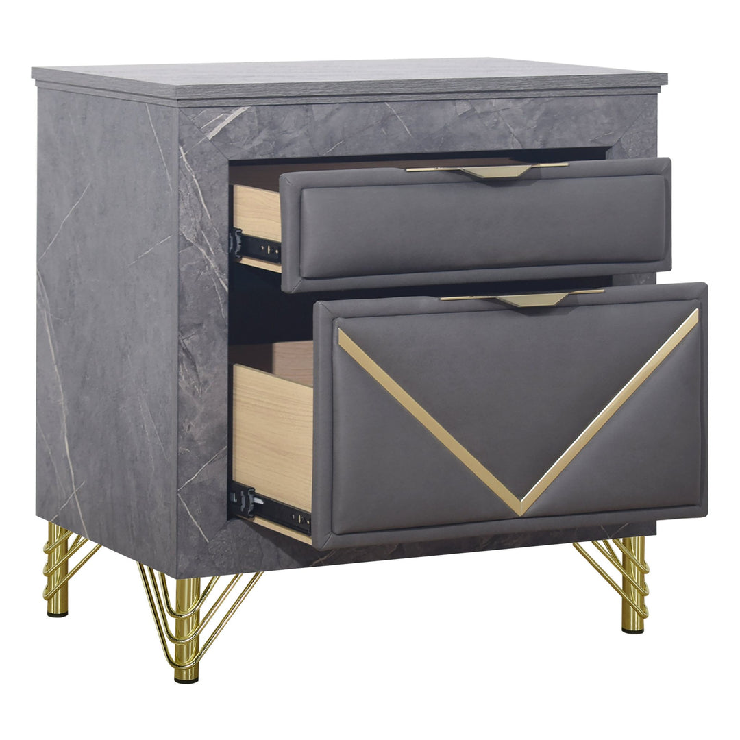 Symmetry 2 Drawer Nightstand-Charcoal
