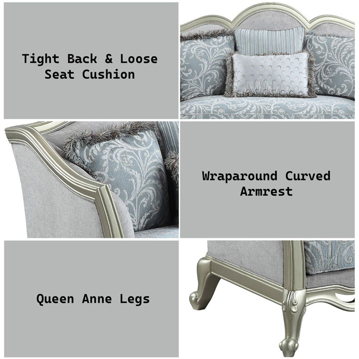Qunsia Loveseat with 4 Pillows