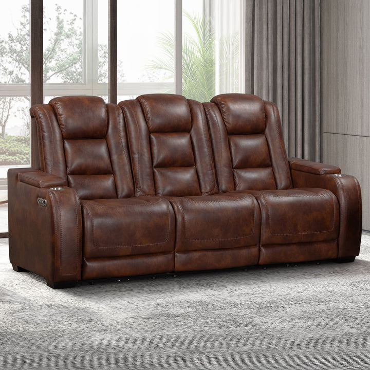 Chester Reclining Sofa W/pwr Hr &amp; Fr-Brown
