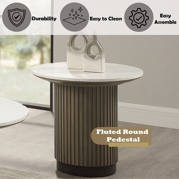 Clayten End Table w/Engineered Top – features callout