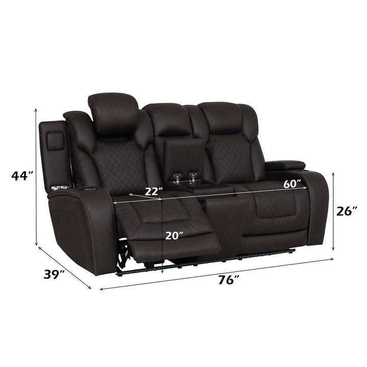 Wendell Power Motion Loveseat with Console, Wireless Charger, Storage, USB &amp; LED