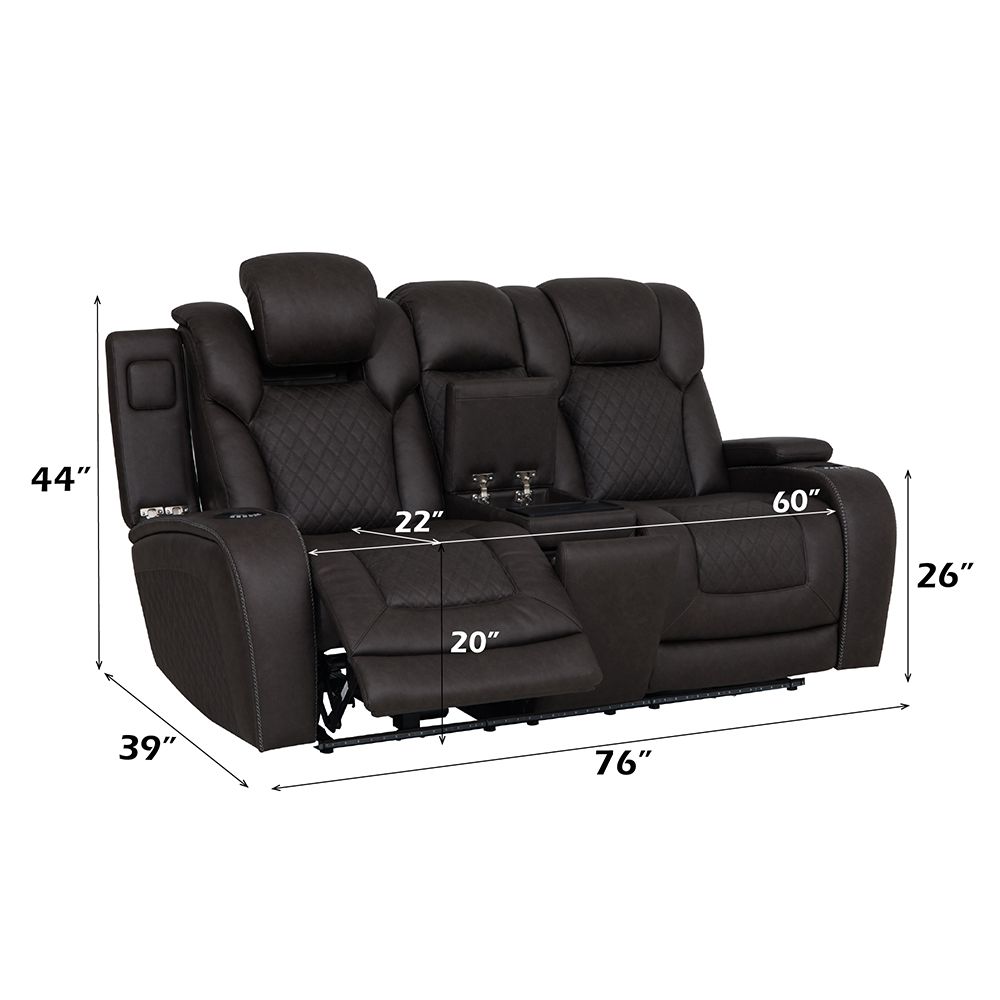 Wendell Power Motion Loveseat with Console, Wireless Charger, Storage, USB & LED
