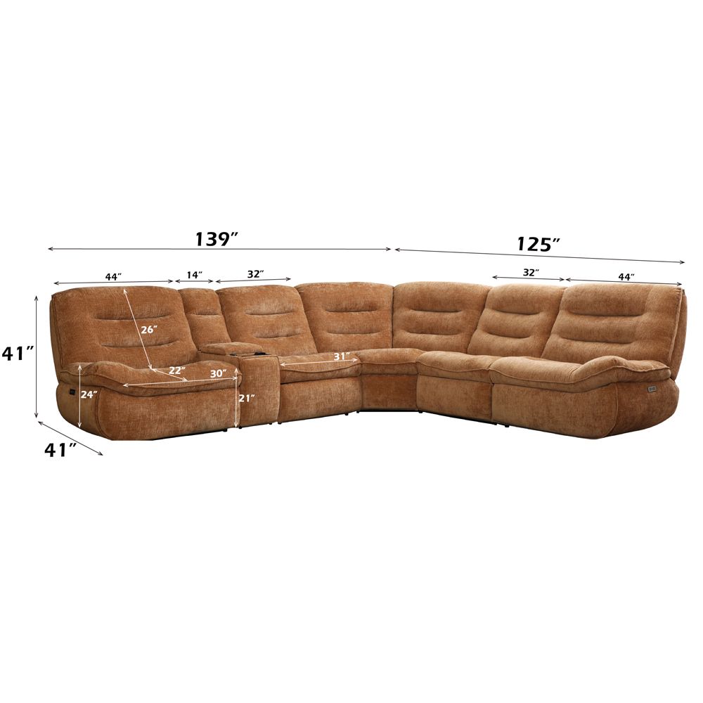 Emmy Power Motion Sectional Sofa – dimensions diagram
