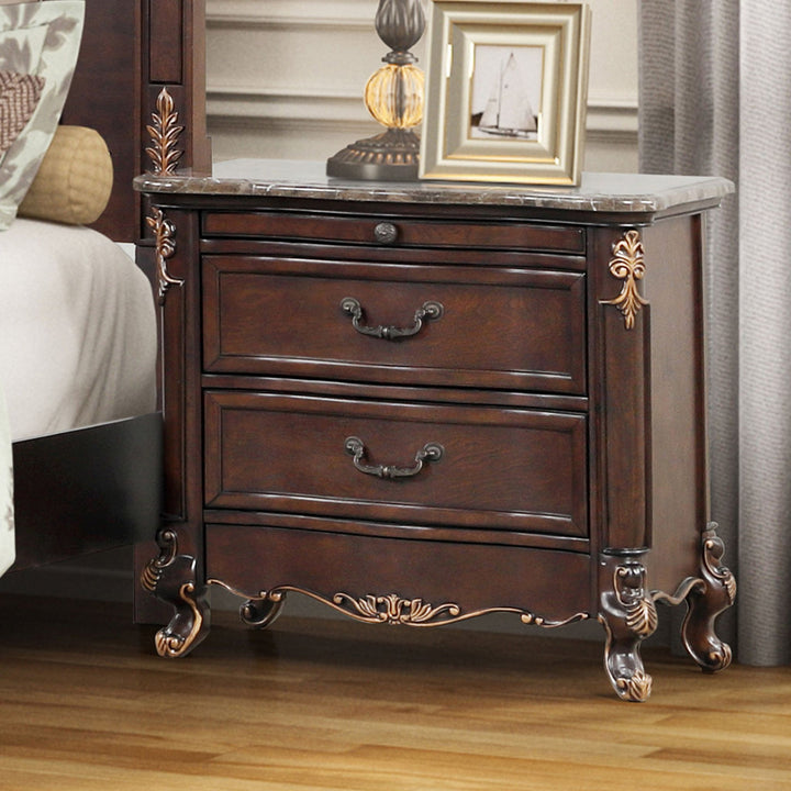 Constantine Nightstand W/marble Top-Cherry
