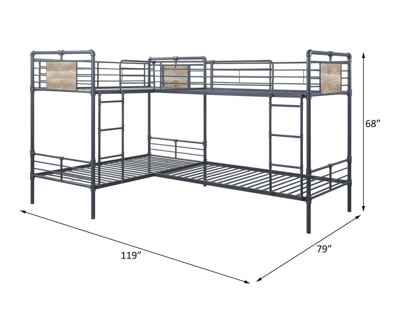 Cordelia Quadruple Twin Bunk Bed – line drawing