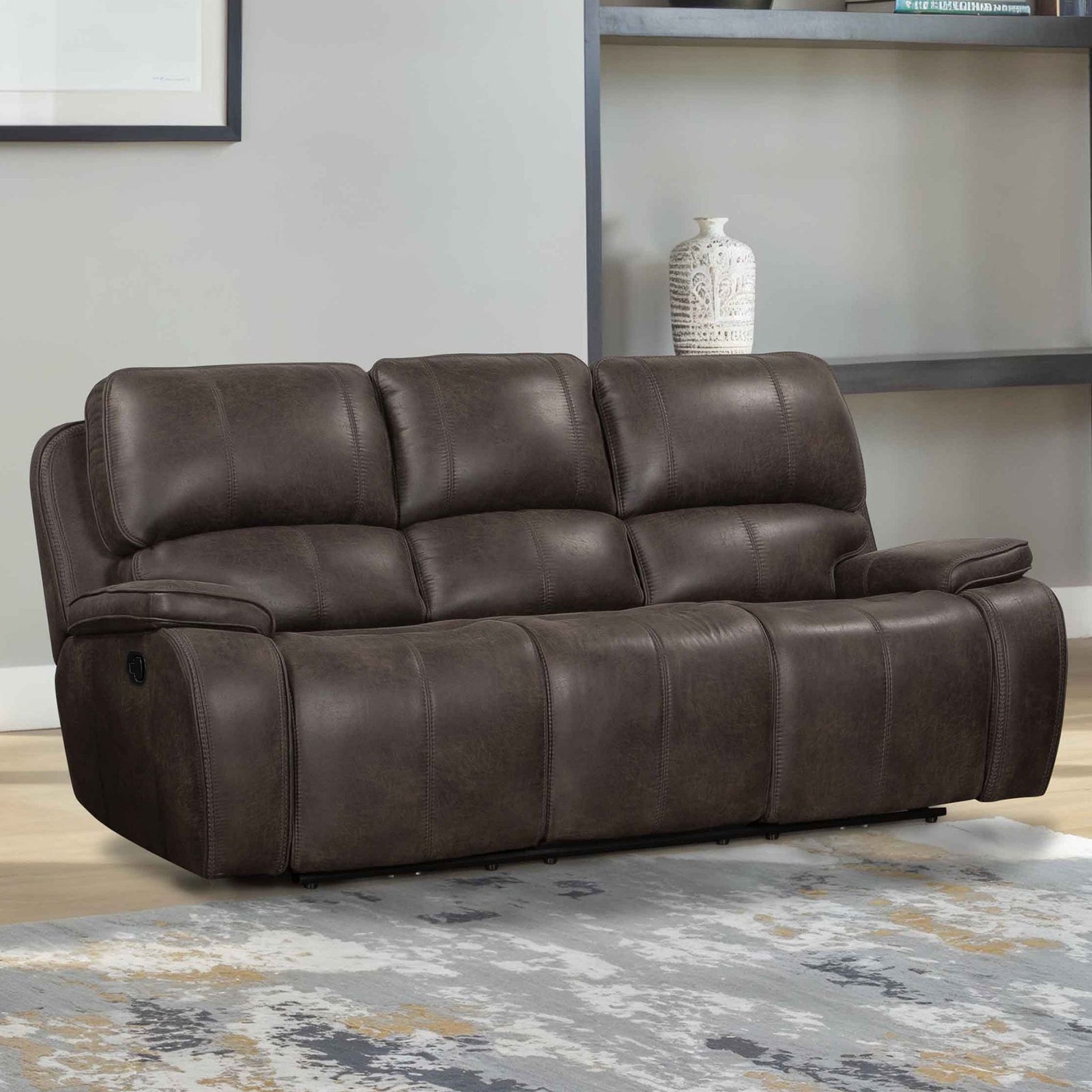 Brookings  Sofa W/dual Recliner-Charcoal