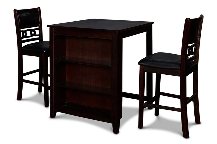 Gia 3 Pc 30" Storage Counter Table &amp; 2 Chairs-Ebony