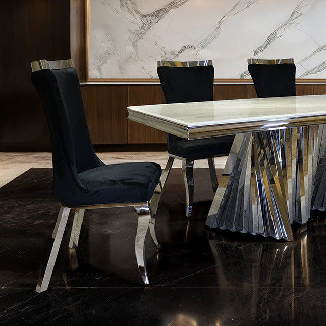 Basilicata 7 Pc Dining Table Set, Chrome