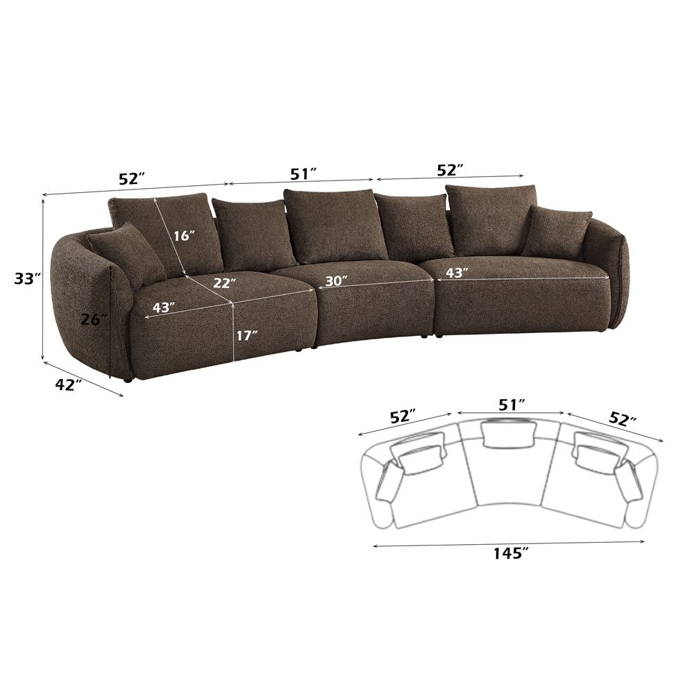 Bash Sofa W/7 Pillows – dimensions diagram