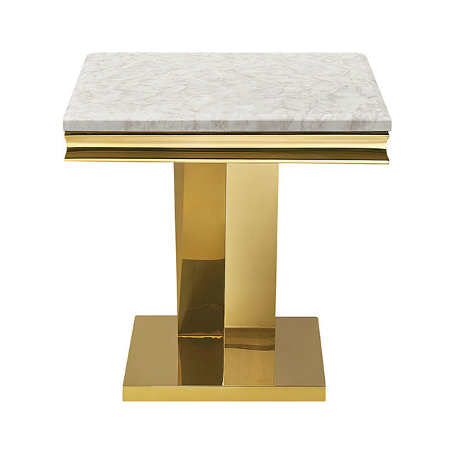 Villarsglane End Table, Beige/Gold - view 2
