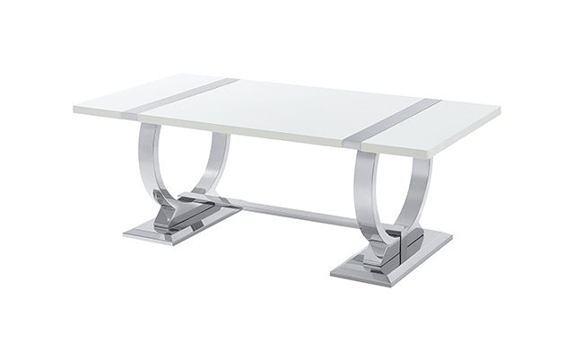 Horve Coffee Table, Silver/White