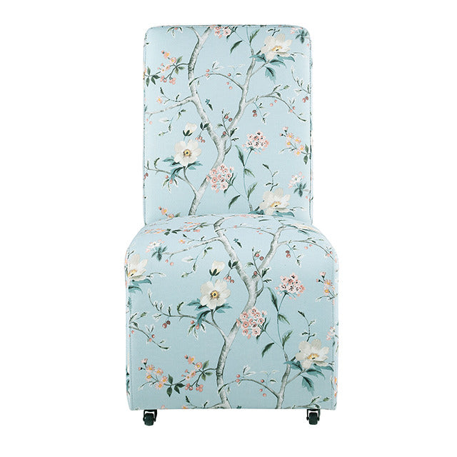 Durham Dining Chair W/ 4 Casters, Chinoiserie Pale Blue/Peach - view 2