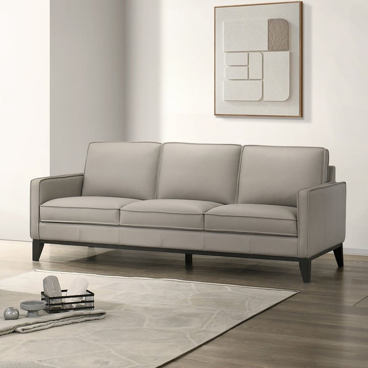 Aaron Leather Sofa-Mist Gray
