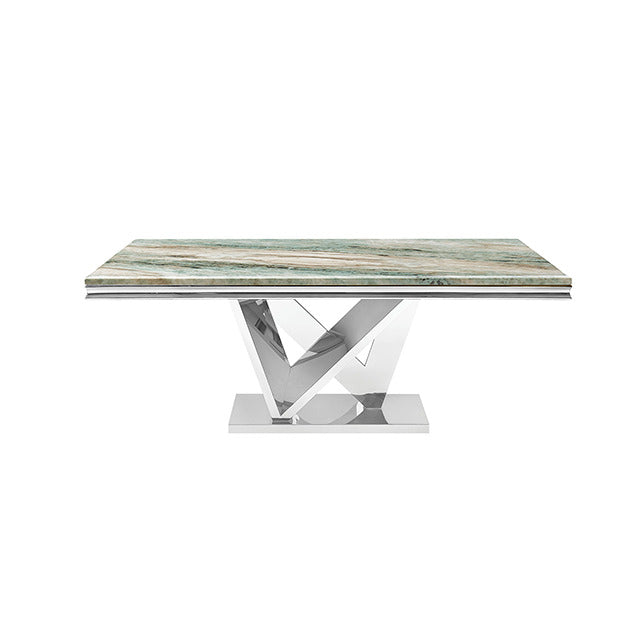 Valdevers Dining Table, Green/Chrome - view 2