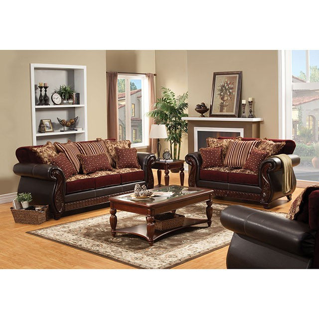 Franklin Sofa, Burgundy/Espresso - view 2