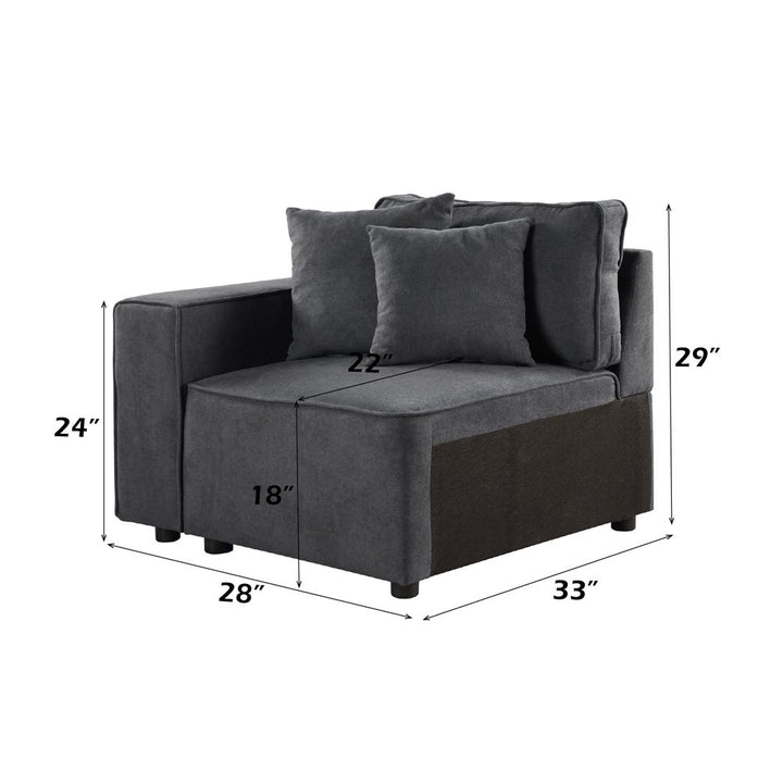 Silvester Modular - Left Facing Chair W/2 Pillows – dimensions diagram