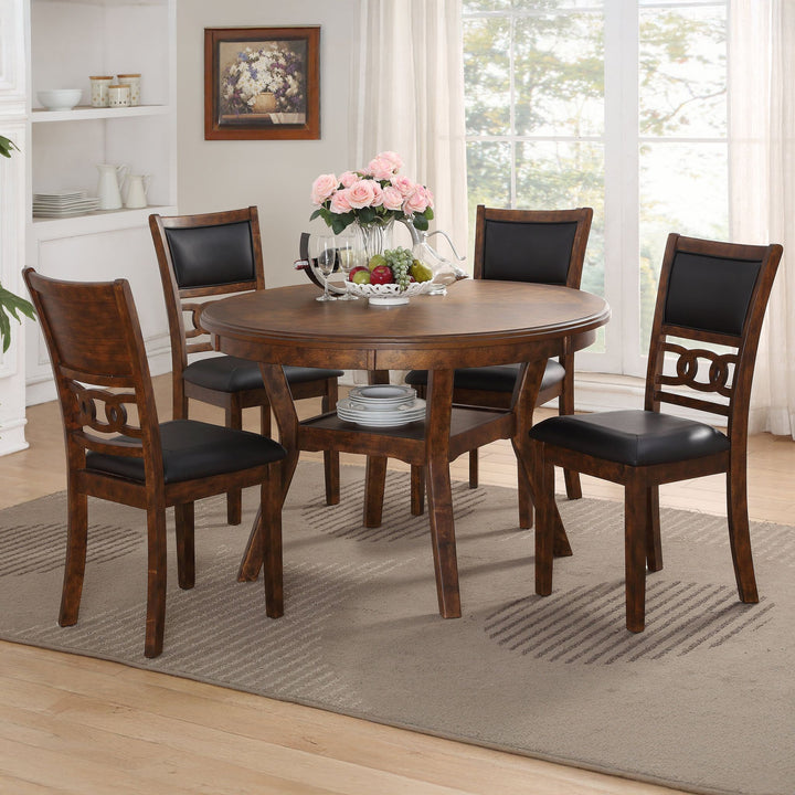 Gia 5 Pc 47" Round Dining Table &amp; 4 Chairs-Brown