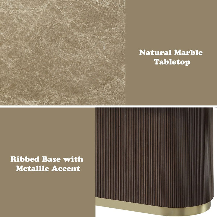 Clayten Dining Table w/Natural Marble Top – features callout