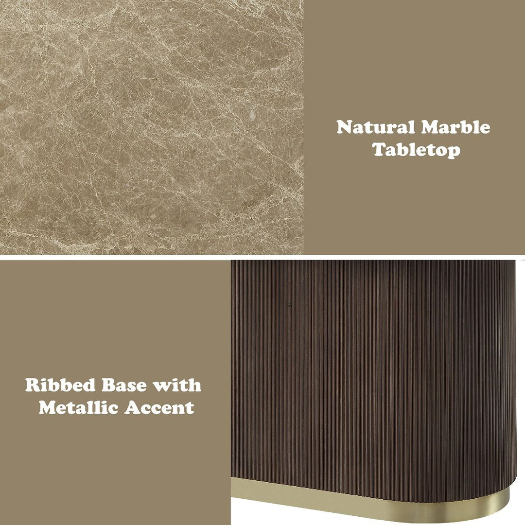 Clayten Dining Table w/Natural Marble Top – features callout