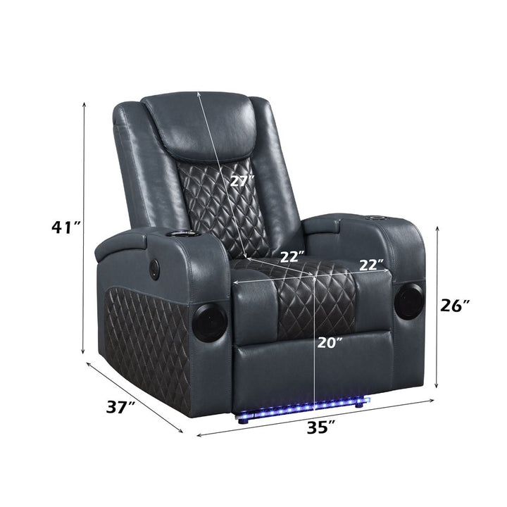 Alair Power Motion Recliner W/Bluetooth, Wireless Charger &amp; Cupholder – dimensions diagram