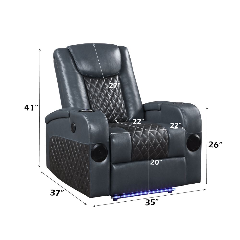 Alair Power Motion Recliner W/Bluetooth, Wireless Charger & Cupholder – dimensions diagram