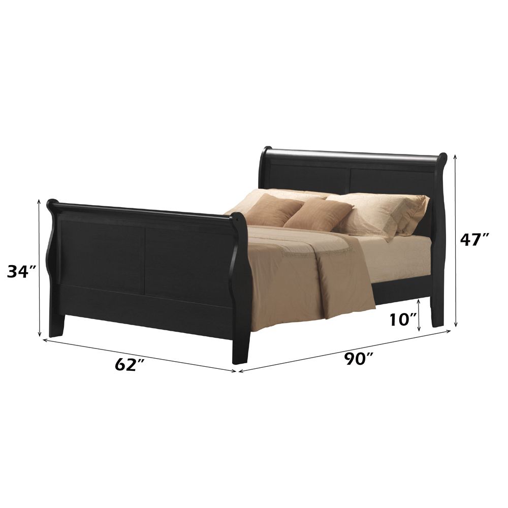 Louis Philippe III Queen Bed – dimensions diagram