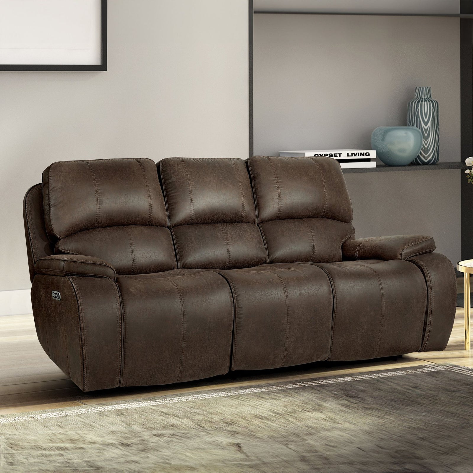 Brookings  Sofa W/pwr Hr & Fr-Brown