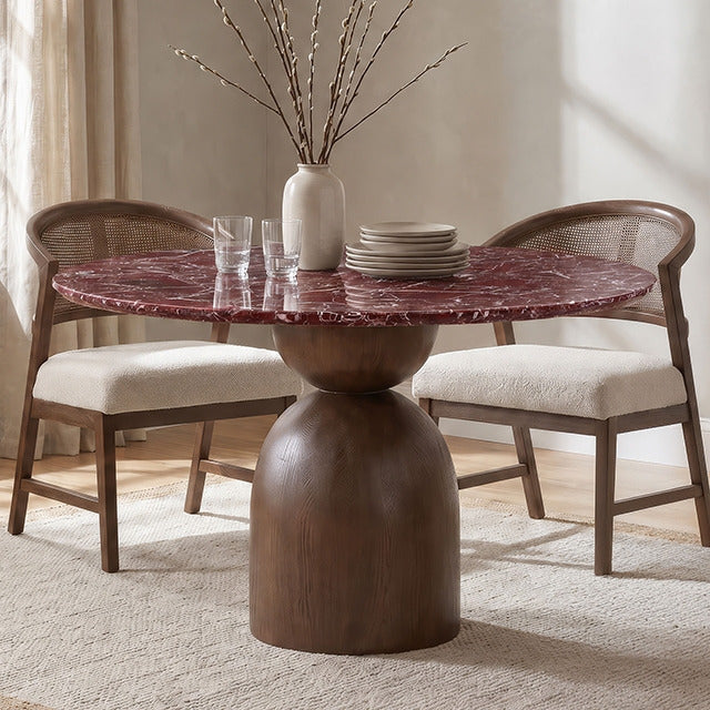 Cirava Round Dining Table, Red/Walnut - view 2