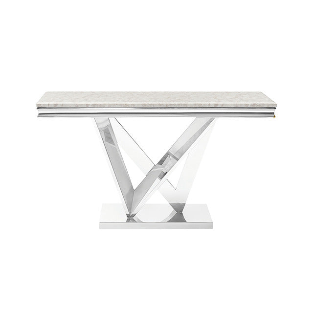 Villarsglane Sofa Table, Beige/Chrome