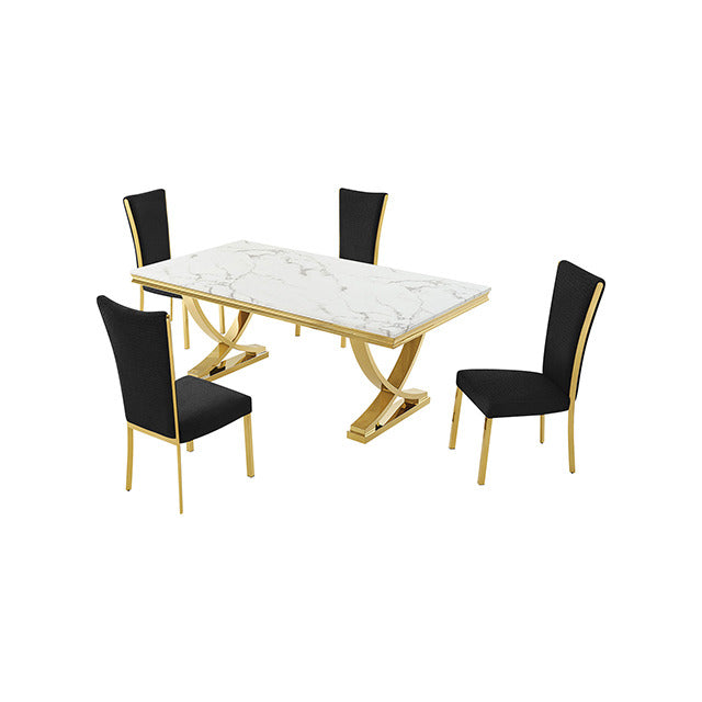Wadenstil Dining Table, Gold/White