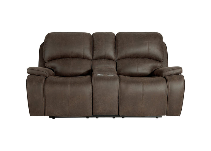 Brookings Console Loveseat W/pwr Hr &amp; Fr-Brown