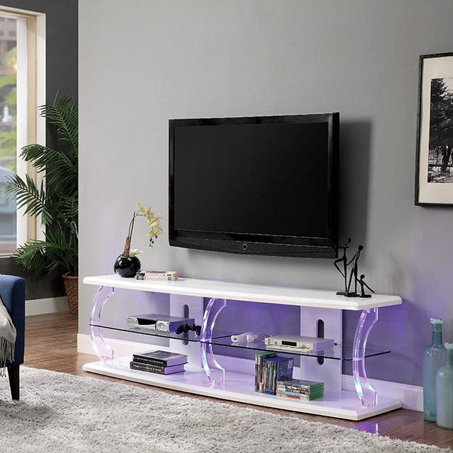 Ernst 60" Tv Stand, White/Clear - view 2
