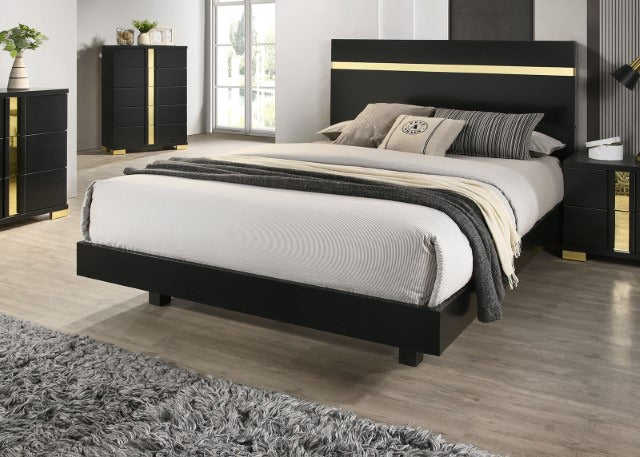 Lillestrom 5 Pc Queen Bedroom Set, Black/Gold - view 5