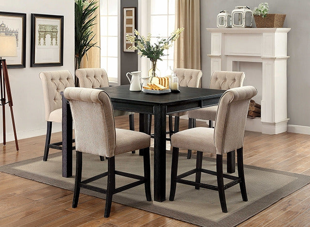 Sania 7 Pc Counter Ht Table Set, Antique Black - view 2