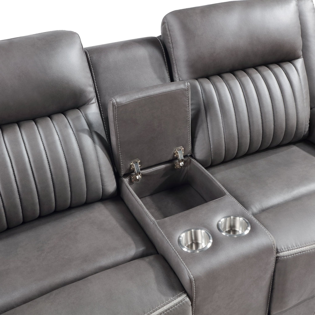 Enzo  Console Loveseat W/ Dual Recliners--Gray