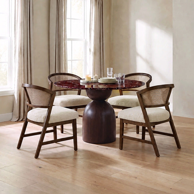 Cirava 5 Pc. Dining Table Set, Red/Walnut - view 2