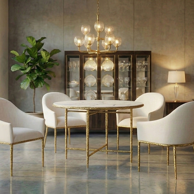 Balvi Round Dining Table, Matte Gold - view 3