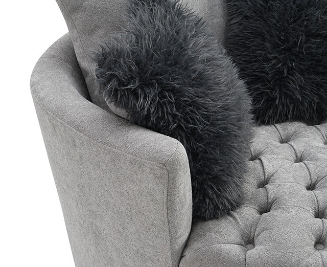 Sofi Button Tufted Swivel Chair, Light Gray - view 4