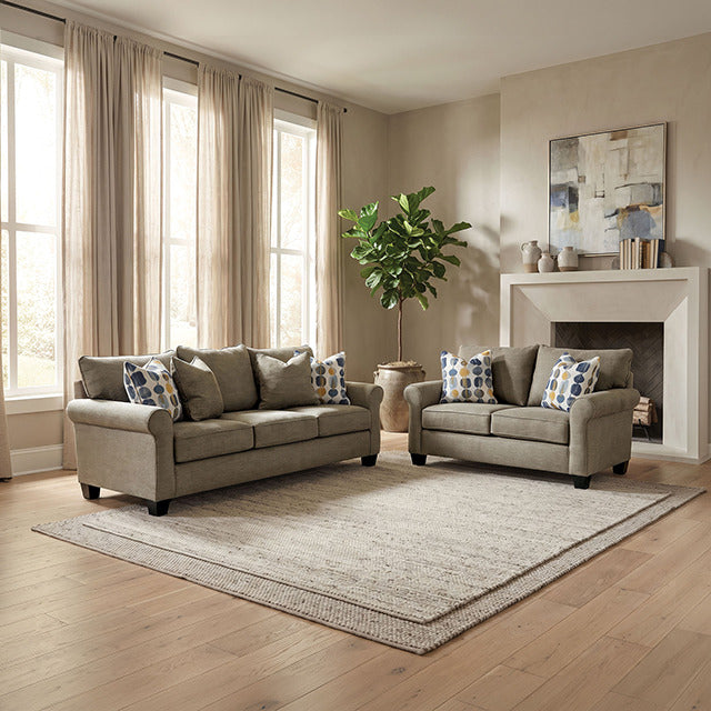 Upton Sofa + Loveseat, Cafe Brown