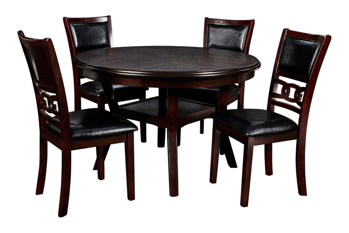 Gia 5 Pc 47" Round Dining Table &amp; 4 Chairs-Ebony