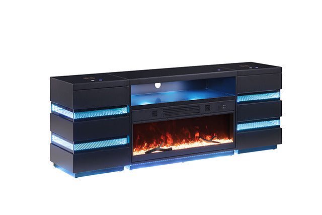 Terni Tv Stand W/ Fireplace, Black - view 2