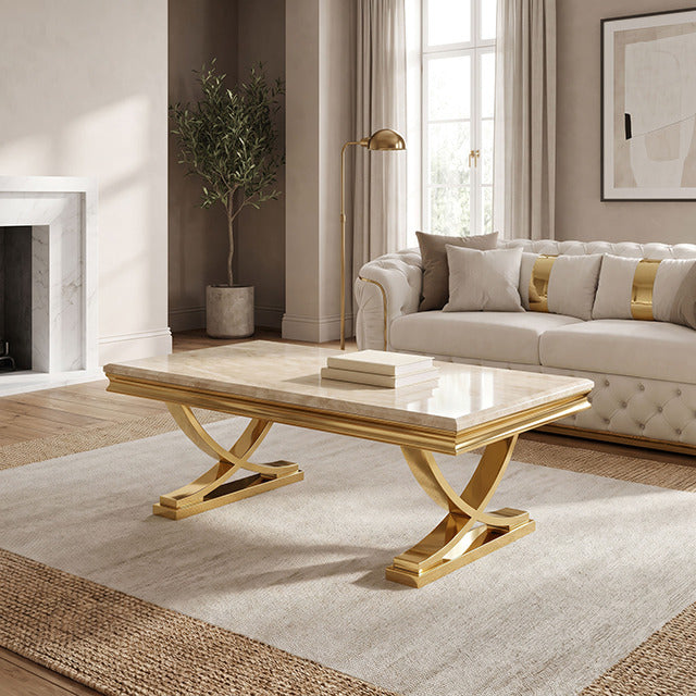 Wettingen Coffee Table, Beige/Gold - view 4