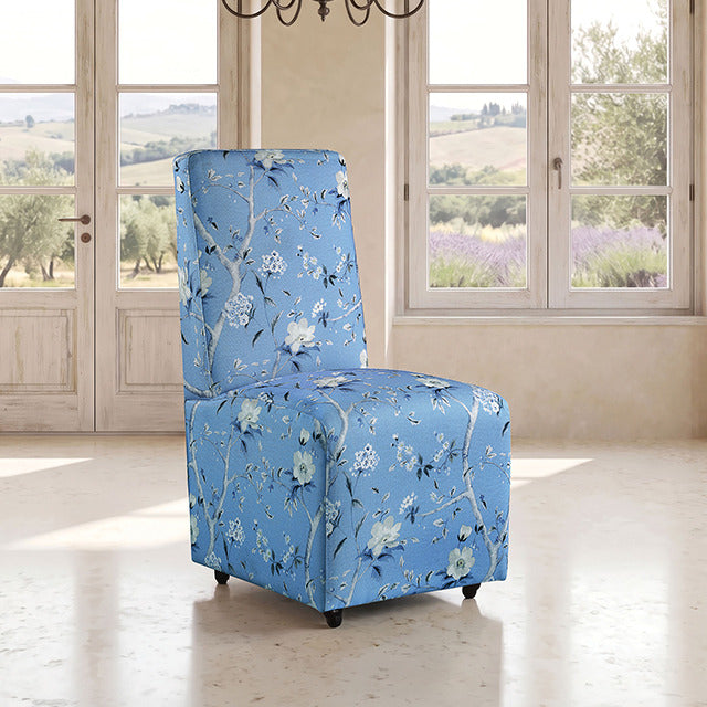 Durham Dining Chair W/ 4 Casters, Toile De Jouy Light Blue/White - view 6