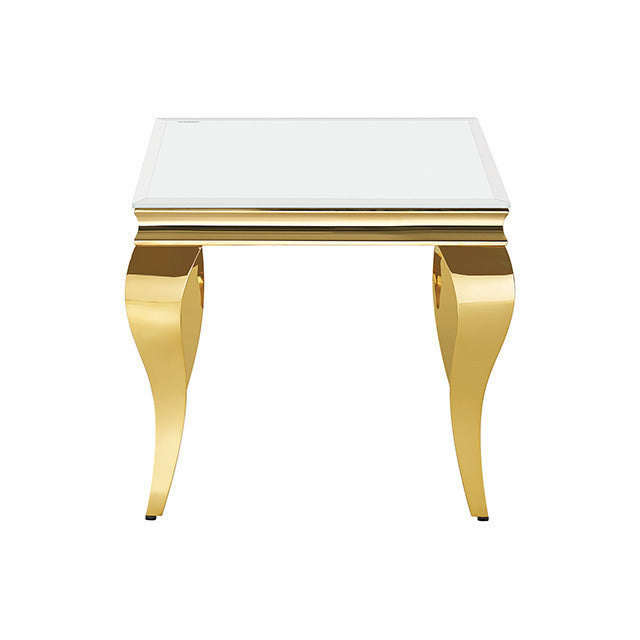 Wetzikon End Table, Gold/White - view 2