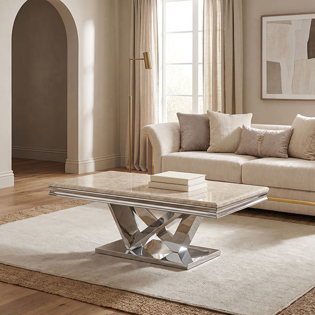 Villarsglane Coffee Table, Beige/Chrome - view 3